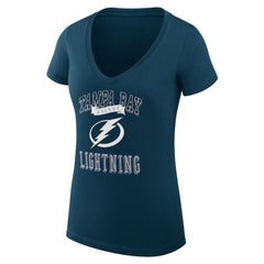 Tampa Bay Lightning G-III 4Her by Carl Banks Women's Super-Slim Fit Lightweight Team Logo Graphic V-Neck T-Shirt - Navy T-shirts