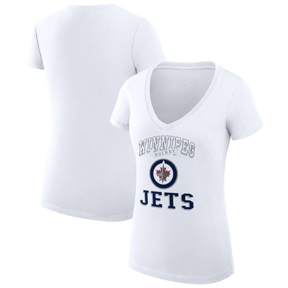 Winnipeg Jets G-III 4Her by Carl Banks Women's Super-Slim Fit Lightweight Team Logo Graphic V-Neck T-Shirt - White T-shirts