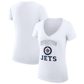 Winnipeg Jets G-III 4Her by Carl Banks Women's Super-Slim Fit Lightweight Team Logo Graphic V-Neck T-Shirt - White T-shirts