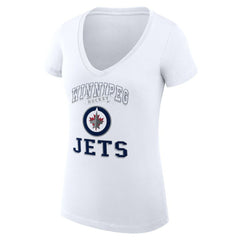 Winnipeg Jets G-III 4Her by Carl Banks Women's Super-Slim Fit Lightweight Team Logo Graphic V-Neck T-Shirt - White T-shirts