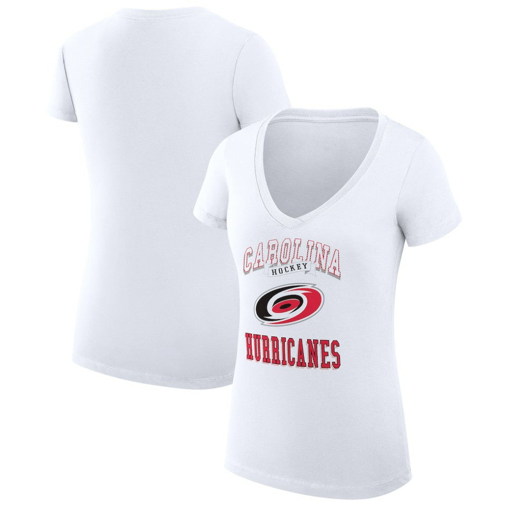 Carolina Hurricanes G-III 4Her by Carl Banks Women's Super-Slim Fit Lightweight Team Logo Graphic V-Neck T-Shirt - White T-shirts