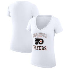 Philadelphia Flyers G-III 4Her by Carl Banks Women's Super-Slim Fit Lightweight Team Logo Graphic V-Neck T-Shirt - White T-shirts