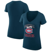 Montreal Canadiens G-III 4Her by Carl Banks Women's Super-Slim Fit Lightweight Team Logo Graphic V-Neck T-Shirt - Navy T-shirts