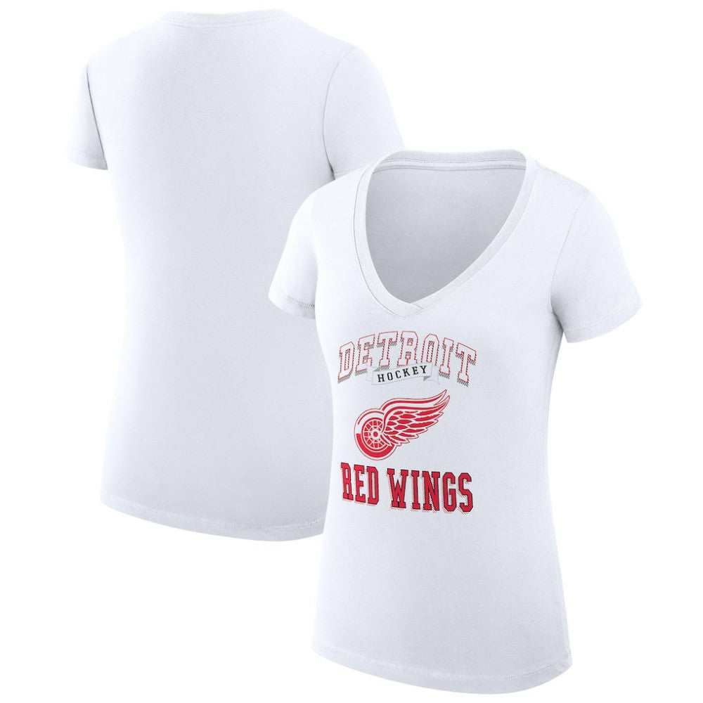 Detroit Red Wings G-III 4Her by Carl Banks Women's Super-Slim Fit Lightweight Team Logo Graphic V-Neck T-Shirt - White T-shirts