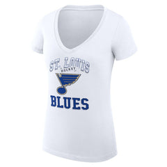 St. Louis Blues G-III 4Her by Carl Banks Women's Super-Slim Fit Lightweight Team Logo Graphic V-Neck T-Shirt - White T-shirts