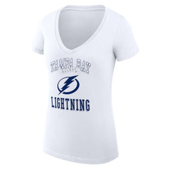 Tampa Bay Lightning G-III 4Her by Carl Banks Women's Super-Slim Fit Lightweight Team Logo Graphic V-Neck T-Shirt - White T-shirts