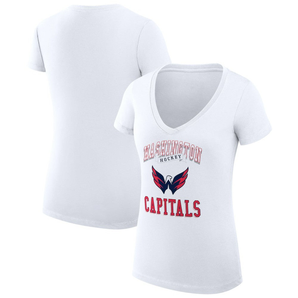 Washington Capitals G-III 4Her by Carl Banks Women's Super-Slim Fit Lightweight Team Logo Graphic V-Neck T-Shirt - White T-shirts