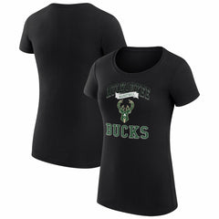 Milwaukee Bucks G-III 4Her by Carl Banks Women's Super-Slim Fit Lightweight Team Logo T-Shirt - Black cheap