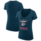 Oklahoma City Thunder G-III 4Her by Carl Banks Women's Super-Slim Fit Lightweight Team Logo V-Neck T-Shirt - Navy cheap