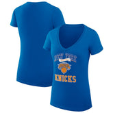 New York Knicks G-III 4Her by Carl Banks Women's Super-Slim Fit Lightweight Team Logo V-Neck T-Shirt - Blue shop