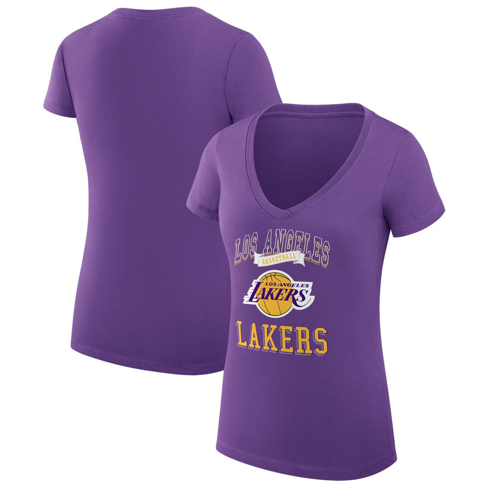 Los Angeles Lakers G-III 4Her by Carl Banks Women's Super-Slim Fit Lightweight Team Logo V-Neck T-Shirt - Purple for sale