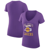 Los Angeles Lakers G-III 4Her by Carl Banks Women's Super-Slim Fit Lightweight Team Logo V-Neck T-Shirt - Purple for sale