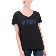 Houston Texans G-III 4Her by Carl Banks Women's Super-Slim Fit Lightweight H-Town V-Neck T-Shirt - Black cheap