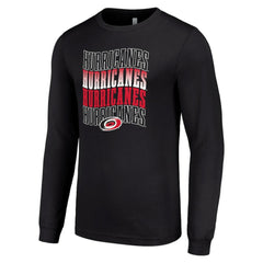 Carolina Hurricanes Starter Four Team Name Logo Long Sleeve Graphic T-Shirt - Black T-shirts