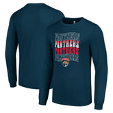 Florida Panthers Starter Four Team Name Logo Long Sleeve Graphic T-Shirt - Navy T-shirts