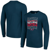 Washington Capitals Starter Four Team Name Logo Long Sleeve Graphic T-Shirt - Navy T-shirts