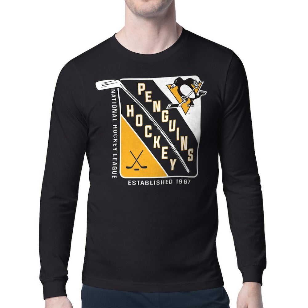 Pittsburgh Penguins Starter Shield Long Sleeve Graphic T-Shirt - Black T-shirts