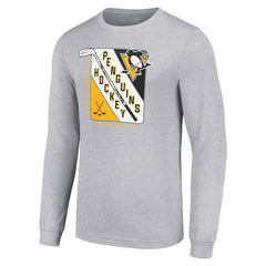 Pittsburgh Penguins Starter Shield Long Sleeve Graphic T-Shirt - Heather Gray T-shirts