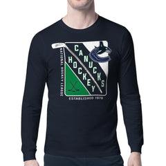 Vancouver Canucks Starter Shield Long Sleeve Graphic T-Shirt - Navy T-shirts