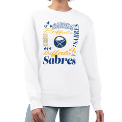 Buffalo Sabres G-III 4Her by Carl Banks Women's Collage Graphic Fleece Long Sleeve Pullover Sweatshirt - White Sweatshirts