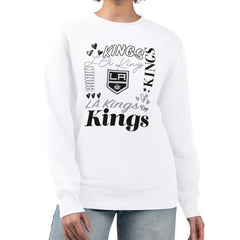 Los Angeles Kings G-III 4Her by Carl Banks Women's Collage Graphic Fleece Long Sleeve Pullover Sweatshirt - White Sweatshirts
