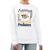 Nashville Predators G-III 4Her by Carl Banks Women's Collage Graphic Fleece Long Sleeve Pullover Sweatshirt - White Sweatshirts
