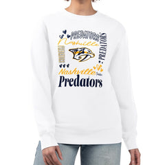 Nashville Predators G-III 4Her by Carl Banks Women's Collage Graphic Fleece Long Sleeve Pullover Sweatshirt - White Sweatshirts