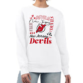 New Jersey Devils G-III 4Her by Carl Banks Women's Collage Graphic Fleece Long Sleeve Pullover Sweatshirt - White Sweatshirts