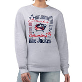 Columbus Blue Jackets G-III 4Her by Carl Banks Women's Collage Graphic Fleece Long Sleeve Pullover Sweatshirt - Heather Gray Sweatshirts