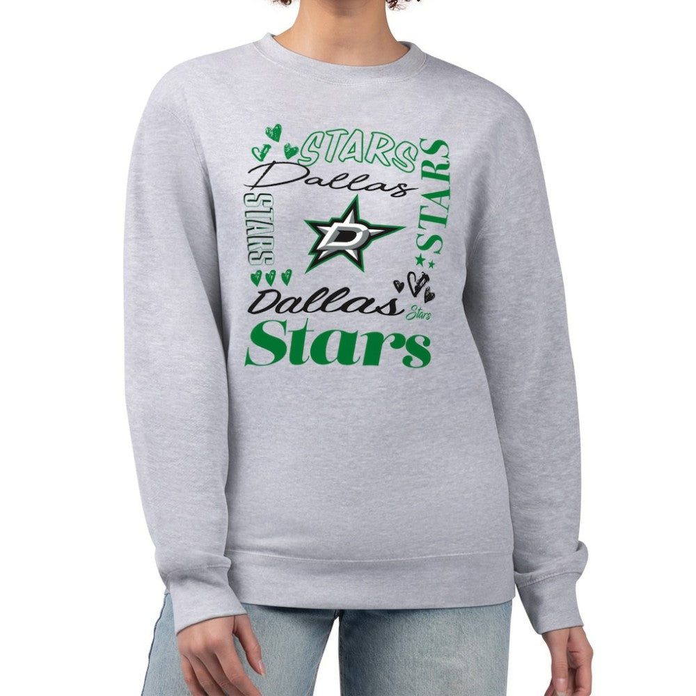 Dallas Stars G-III 4Her by Carl Banks Women's Collage Graphic Fleece Long Sleeve Pullover Sweatshirt - Heather Gray Sweatshirts