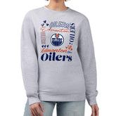 Edmonton Oilers G-III 4Her by Carl Banks Women's Collage Graphic Fleece Long Sleeve Pullover Sweatshirt - Heather Gray Sweatshirts