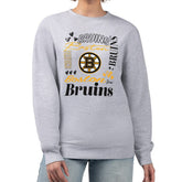 Boston Bruins G-III 4Her by Carl Banks Women's Collage Graphic Fleece Long Sleeve Pullover Sweatshirt - Heather Gray Sweatshirts