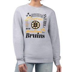 Boston Bruins G-III 4Her by Carl Banks Women's Collage Graphic Fleece Long Sleeve Pullover Sweatshirt - Heather Gray Sweatshirts