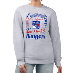 New York Rangers G-III 4Her by Carl Banks Women's Collage Graphic Fleece Long Sleeve Pullover Sweatshirt - Heather Gray Sweatshirts