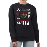 Minnesota Wild G-III 4Her by Carl Banks Women's Collage Graphic Fleece Long Sleeve Pullover Sweatshirt - Black Sweatshirts