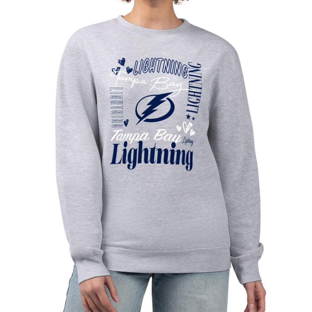 Tampa Bay Lightning G-III 4Her by Carl Banks Women's Collage Graphic Fleece Long Sleeve Pullover Sweatshirt - Heather Gray Sweatshirts