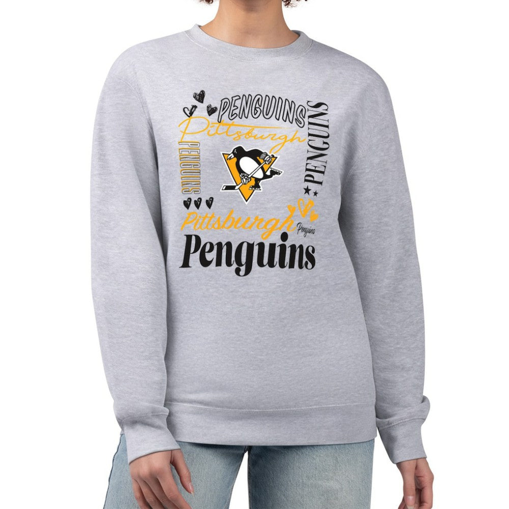 Pittsburgh Penguins G-III 4Her by Carl Banks Women's Collage Graphic Fleece Long Sleeve Pullover Sweatshirt - Heather Gray Sweatshirts