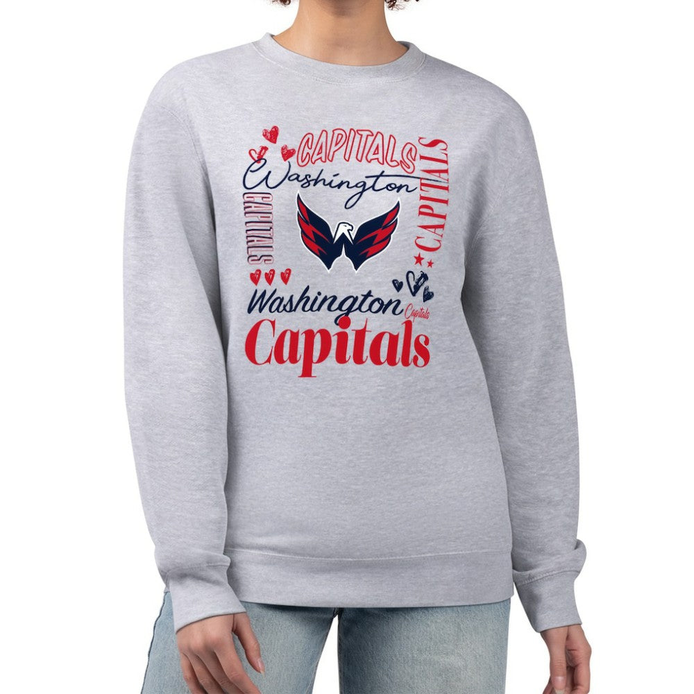 Washington Capitals G-III 4Her by Carl Banks Women's Collage Graphic Fleece Long Sleeve Pullover Sweatshirt - Heather Gray Sweatshirts