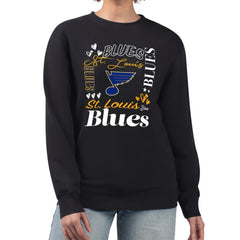 St. Louis Blues G-III 4Her by Carl Banks Women's Collage Graphic Fleece Long Sleeve Pullover Sweatshirt - Black Sweatshirts
