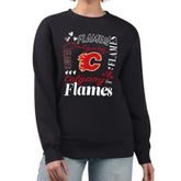 Calgary Flames G-III 4Her by Carl Banks Women's Collage Graphic Fleece Long Sleeve Pullover Sweatshirt - Black Sweatshirts