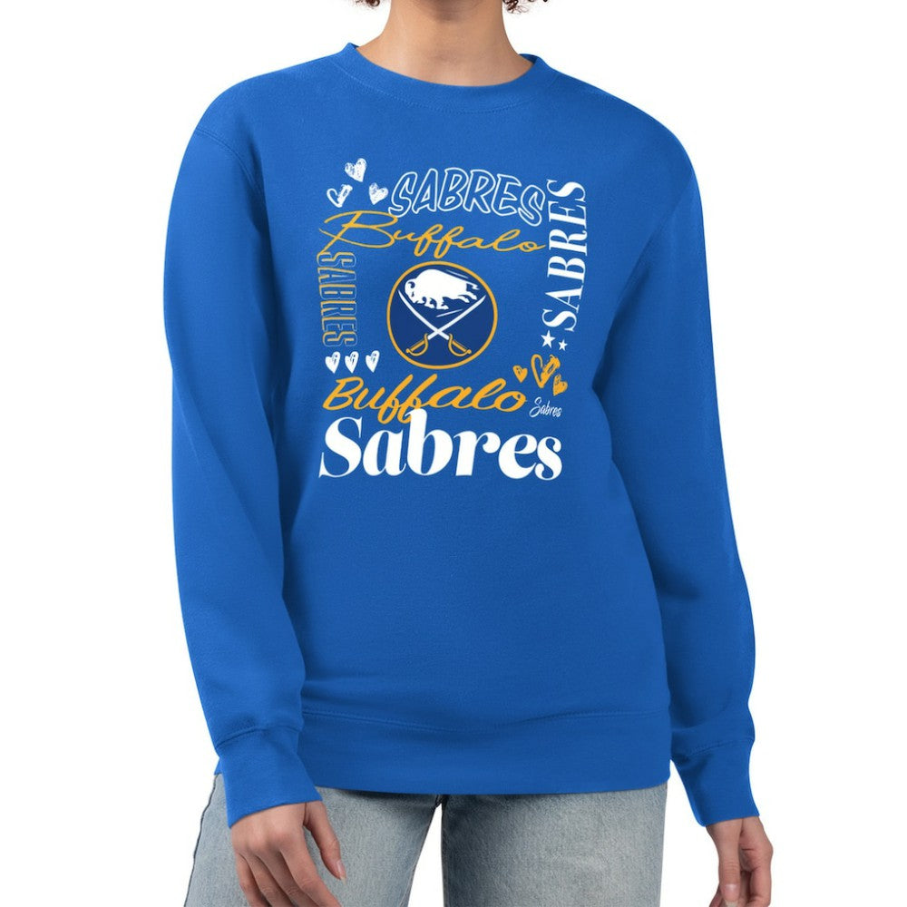Buffalo Sabres G-III 4Her by Carl Banks Women's Collage Graphic Fleece Long Sleeve Pullover Sweatshirt - Royal Sweatshirts