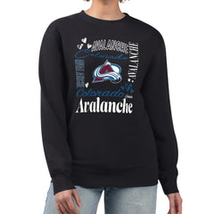 Colorado Avalanche G-III 4Her by Carl Banks Women's Collage Graphic Fleece Long Sleeve Pullover Sweatshirt - Black Sweatshirts