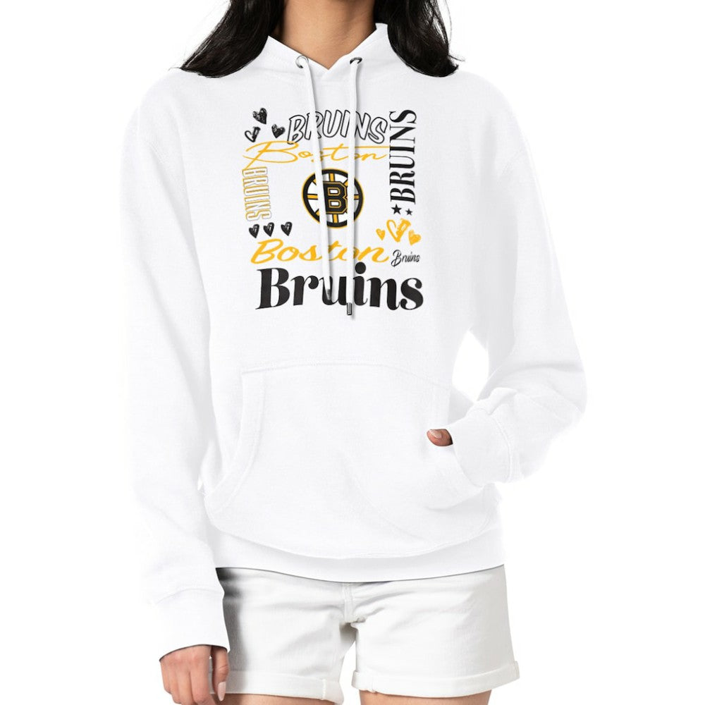 Boston Bruins G-III 4Her by Carl Banks Women's Collage Team Graphic Tri-Blend Fleece Pullover Hoodie - White Hoodies