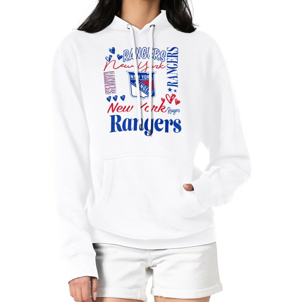 New York Rangers G-III 4Her by Carl Banks Women's Collage Team Graphic Tri-Blend Fleece Pullover Hoodie - White Hoodies