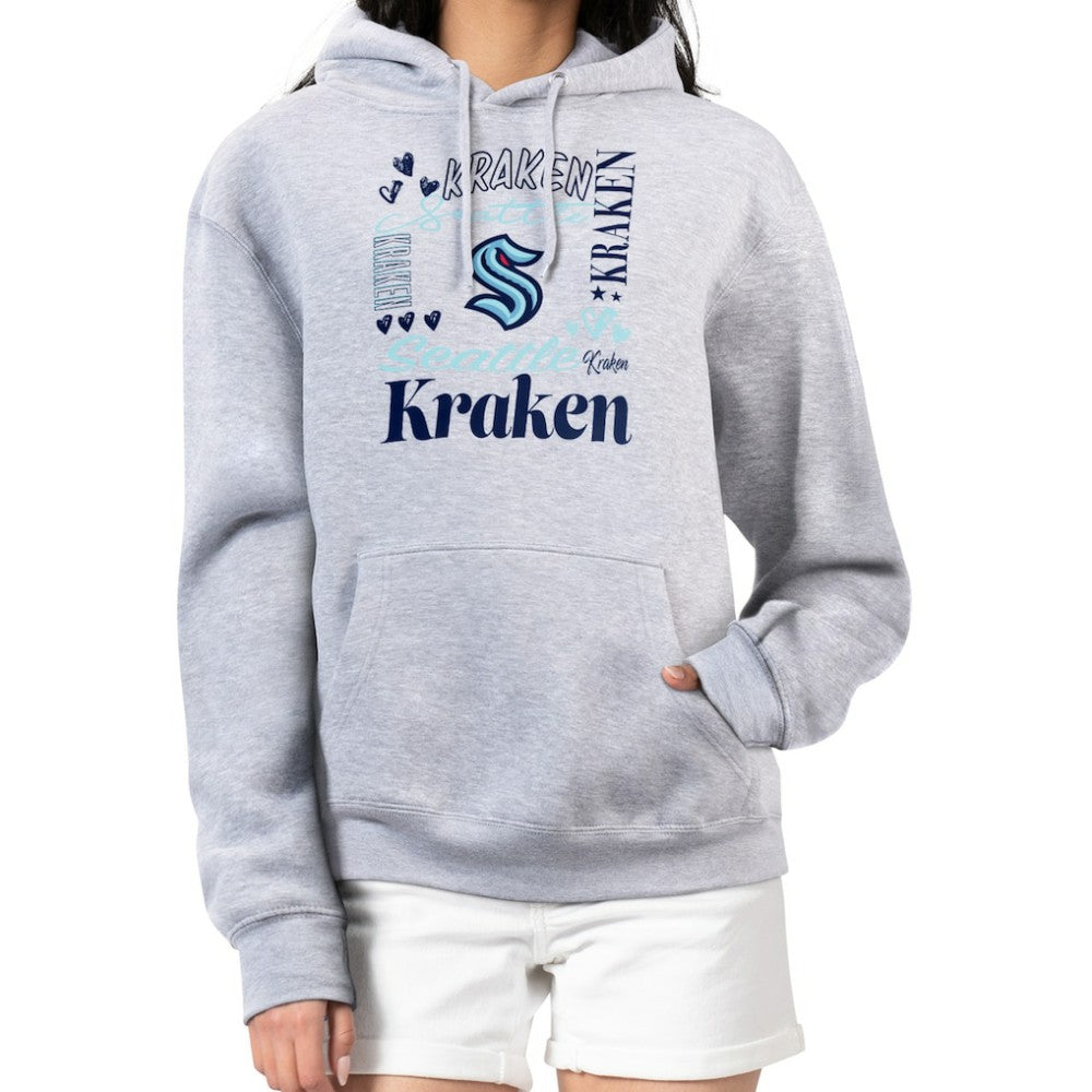 Seattle Kraken G-III 4Her by Carl Banks Women's Collage Team Graphic Tri-Blend Fleece Pullover Hoodie - Heather Gray Hoodies