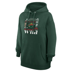 Minnesota Wild G-III 4Her by Carl Banks Women's Collage Team Graphic Tri-Blend Fleece Pullover Hoodie - Olive Hoodies