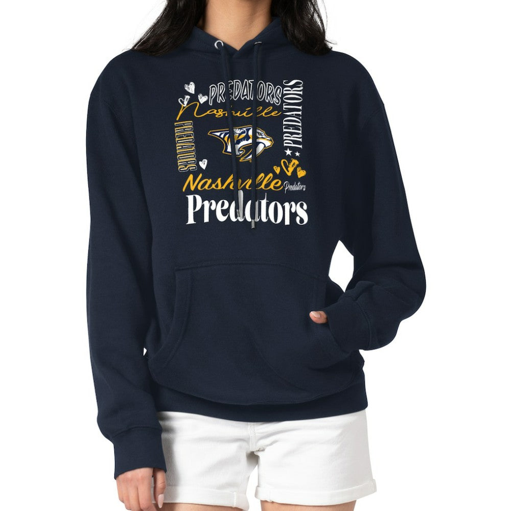Nashville Predators G-III 4Her by Carl Banks Women's Collage Team Graphic Tri-Blend Fleece Pullover Hoodie - Navy Hoodies
