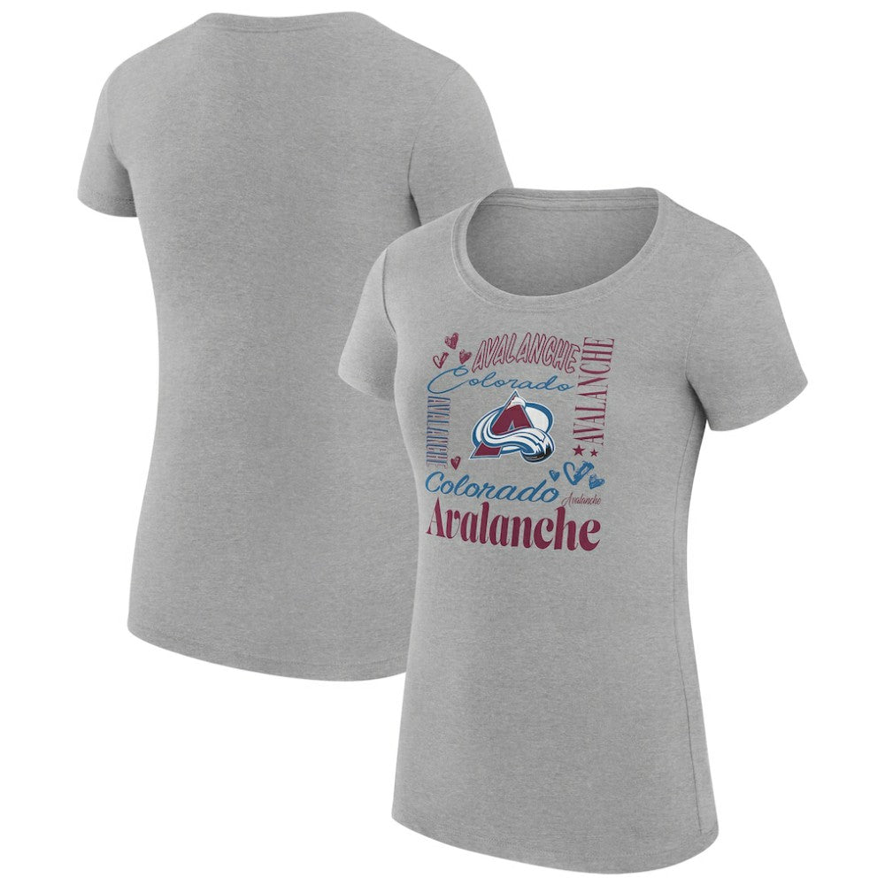 Colorado Avalanche G-III 4Her by Carl Banks Women's Super-Slim Fit Lightweight Collage Team Graphic T-Shirt - Heather Gray T-shirts