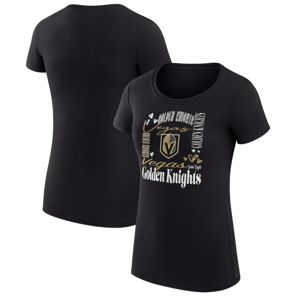 Vegas Golden Knights G-III 4Her by Carl Banks Women's Super-Slim Fit Lightweight Collage Team Graphic T-Shirt - Black T-shirts