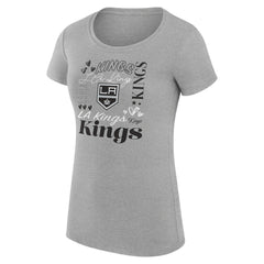 Los Angeles Kings G-III 4Her by Carl Banks Women's Super-Slim Fit Lightweight Collage Team Graphic T-Shirt - Heather Gray T-shirts